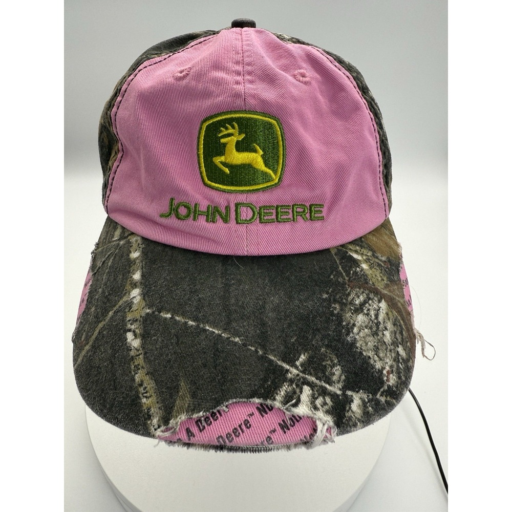 John Deere Women's Deere‎ Season Camouflage Pink Distressed Hat Baseball Cap